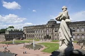 Gallery of Old Masters in background, Zwinger, Dresden, Saxony, Germany, Europe
