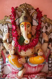 Elephant Prints: Ganesh Murthi in Goverdan, Uttar Pradesh, India, Asia