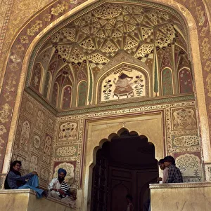 Entrances Prints: Ganesh Pol Gate, Amber Palace, Jaipur, Rajasthan state, India, Asia