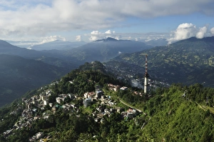 Gangtok seen from Ganesh Tok, East Sikkim, Sikkim, India, Asia
