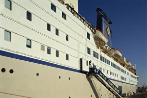 Rhode Prints: Gangway and ferry ship at Mandraki harbour