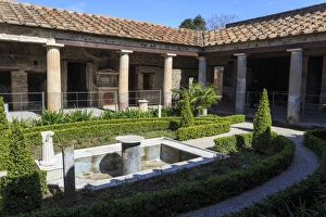 Garden, House of the Amorini Dorati (Golden Cupids), Roman ruins of Pompeii, UNESCO