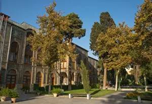 Typically Iranian Prints: Gardens of Golestan Palace, UNESCO World Heritage Site, Tehran, Iran, Middle East