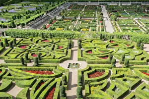 Chateau Prints: The gardens of Villandry castle from above, Villandry, UNESCO World Heritage Site