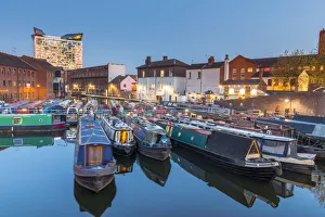 Slow Shutter Prints: Gas Street Basin, Canal Old Line, Birmingham, England, United Kingdom, Europe