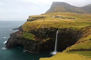 Purity Prints: Gasadalur waterfall, Vagar, Faroe Islands, Denmark, North Atlantic