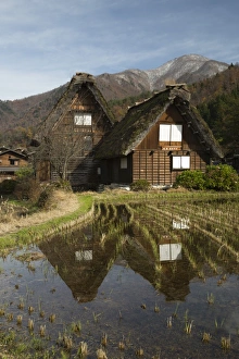 Central Honshu Prints: Gassho-zukuri folk houses, Ogimachi village, Shirakawa-go, near Takayama, Central Honshu