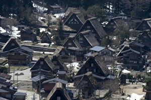 Ogimachi Prints: Gasshou zukuri thatched roof houses