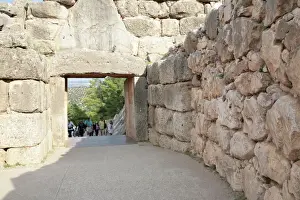 Medium Group Of People Prints: The gate of the ancient town of Mycene, UNESCO World Heritage Site, Greece, Europe