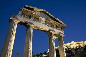 Images Dated 24th October 2010: Gate of Athena Archegetis and the Acropolis at night, UNESCO World Heritage Site, Athens, Greece