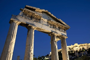 Athens Prints: Gate of Athena Archegetis and the Acropolis at night