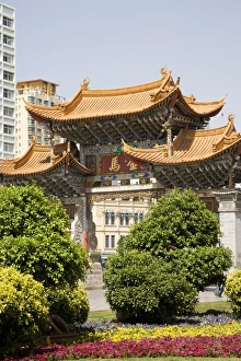 Gates Prints: Gate in Jinbi Lu street, Kunming, Yunnan Province, China, Asia