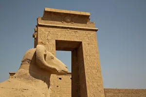 Figures Prints: Gate to the Temple of Khonsu, Ram-Headed Sphinx in foreground