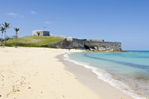 Bermudan Prints: Gates Bay (St. Catherines Beach) with Fort St. Catherine in background