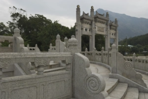 Po Lin Prints: Gates to the Po Lin Monastery, Lantau Island, Hong Kong, China, Asia