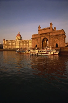 Mumbai Prints: Gateway to India and Taj Hotel, Mumbai, India, Asia