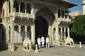 Guards Prints: Gateway to the Inner courtyards, and guards, City Palace, Jaipur, Rajasthan state