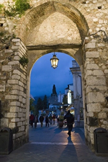 City Gate Prints: Gateway into town at night