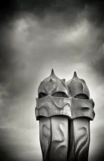 Chimney Collection: Gaudi chimneys on roof of Casa Mila (La Pedrera), UNESCO World Heritage Site, Barcelona