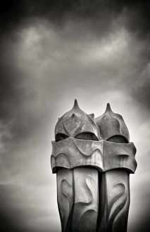 Top Section Gallery: Gaudi chimneys on roof of Casa Mila (La Pedrera), UNESCO World Heritage Site, Barcelona