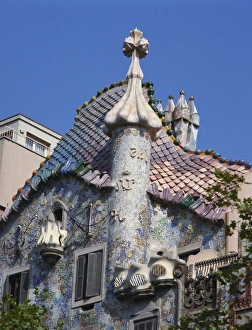 Casa Batllo Prints: Detail of Gaudis Casa Batllo, Barcelona, Spain