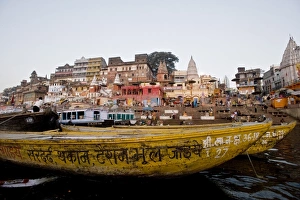 Ghat Prints: General view of the main ghat in Varanasi, Uttar Pradesh, India, Asia
