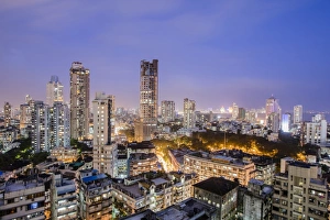 Mumbai Prints: General view of the skyline of central Mumbai (Bombay), Maharashtra, India, Asia