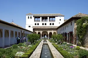 Water Features Prints: Generalife, Alhambra Palace, UNESCO World Heritage Site, Granada, Andalucia