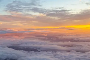 Meteorological Prints: Generic view from airplane window of sunrise over England, United Kingdom, Europe