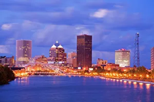 Illumination Prints: Genesee River and Rochester skyline, New York State, United States of America
