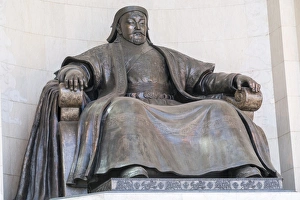 Genghis Khan statue at the Government Palace, Ulan Bator, Mongolia, Central Asia, Asia