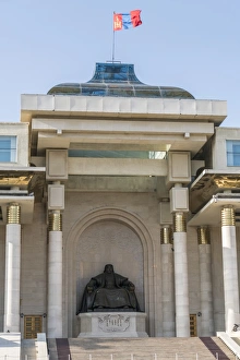 Patriotism Prints: Genghis Khan statue at the Government Palace, Ulan Bator, Mongolia, Central Asia, Asia