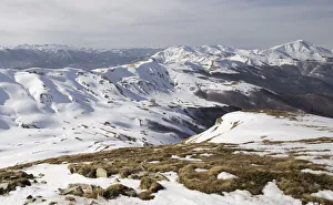 Gentle mountains fully covered by snow in the Corno alle Scale regional park, Emilia Romagna, Italy, Europe Gentle mountains fully covered by snow in the Corno alle Scale regional park, Emilia Romagna, Italy, Europe
