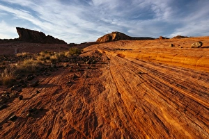 Strata Prints: Geology at dusk in Valley of Fire State Park, Nevada, United States of America, North