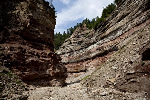 Bolzano Province Prints: Geoparc Bletterbach, big gorge dug in the rock, in Aldein, Bolzano province