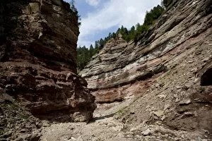 Geoparc Bletterbach, big gorge dug in the rock, in Aldein, Bolzano province