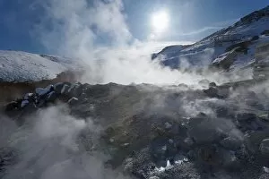 Geothermal activity of mudpots, hot springs and fumaroles, at Krisuvik (Krysuvik-Seltun)