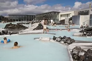 Images Dated 24th July 2009: Geothermal factory and swimming pool, Blue Lagoon, Iceland, Polar Regions