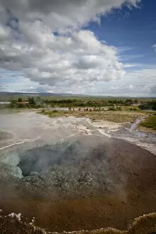 Geothermal Gallery: A geothermal hotspring pool with dissolved minerals, Geysir, Golden Circle, Iceland, Polar Regions