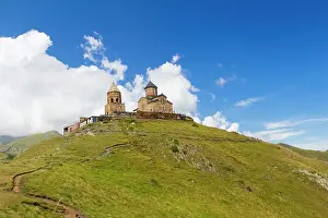 Gergeti Trinity Church (Holy Trinity Church) (Tsminda Sameba), Kazbegi mountains, Georgia, Central Asia, Asia
