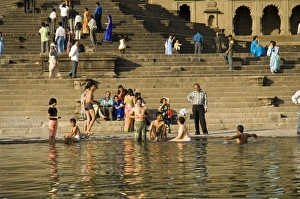 Ghats on the Narmada River at the Ahilya Fort and temple complex