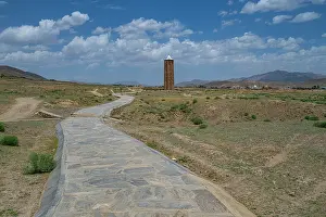 Pastoral Prints: Ghazni Minarets stand tall under the blue sky in Ghazni