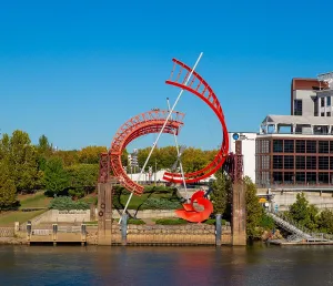 Arts Prints: Ghost Ballet for East Bank Machineworks is a 100ft sculpture located on the east bank of the Cumberland River