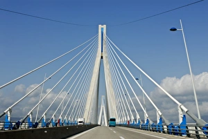 Images Dated 29th October 2007: Giant bridge across the Gulf of Corinth, near Patra, Peloponnese, Greece, Europe