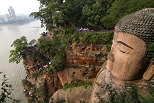 Sichuan Prints: Giant Buddha, UNESCO World Heritage Site, Leshan, Sichuan, China, Asia
