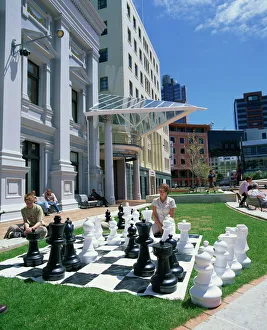 North Island Prints: Giant chess pieces in front of the Wellington City