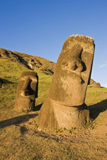 Images Dated 16th March 2008: Giant monolithic stone Moai statues at Rano Raraku, Rapa Nui (Easter Island)