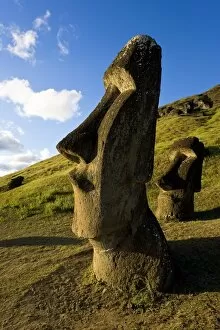 Images Dated 16th March 2008: Giant monolithic stone Moai statues at Rano Raraku, Rapa Nui (Easter Island)