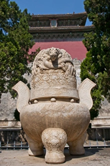 Images Dated 29th August 2010: Giant pot before the Ming Tombs, UNESCO World Heritage Site, Bejing, China, Asia
