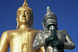 Koh Samui Prints: Giant statue of the Buddha and guardian